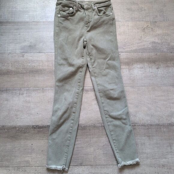 Free People Women’s Capri Jeans Denim Size 26 WE THE FREE Green - Picture 1 of 6
